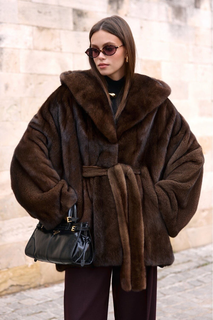 Sienna Hooded Mink Coat
