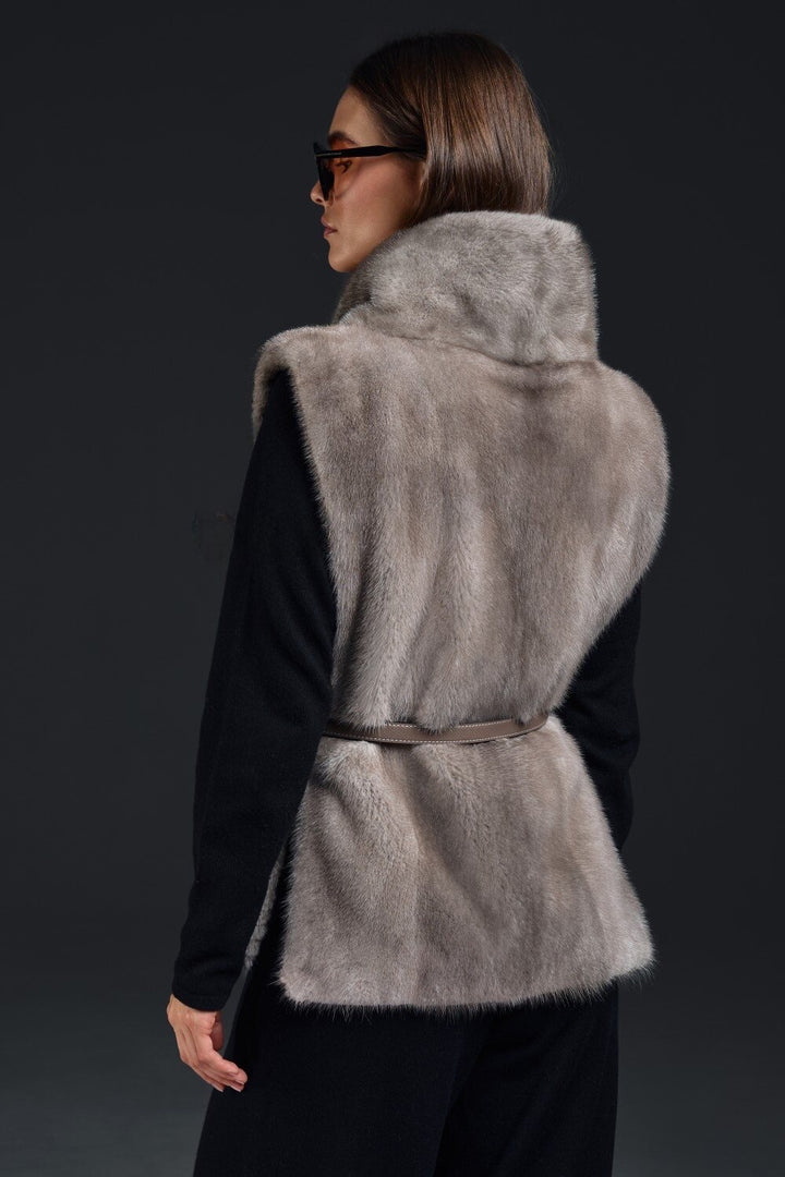 Charlotte Mink Vest Grey