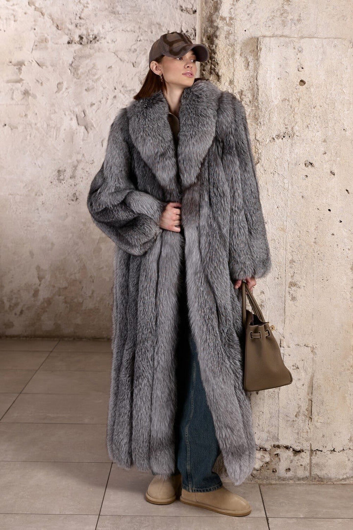 OLGA Fox Fur Coat Silver