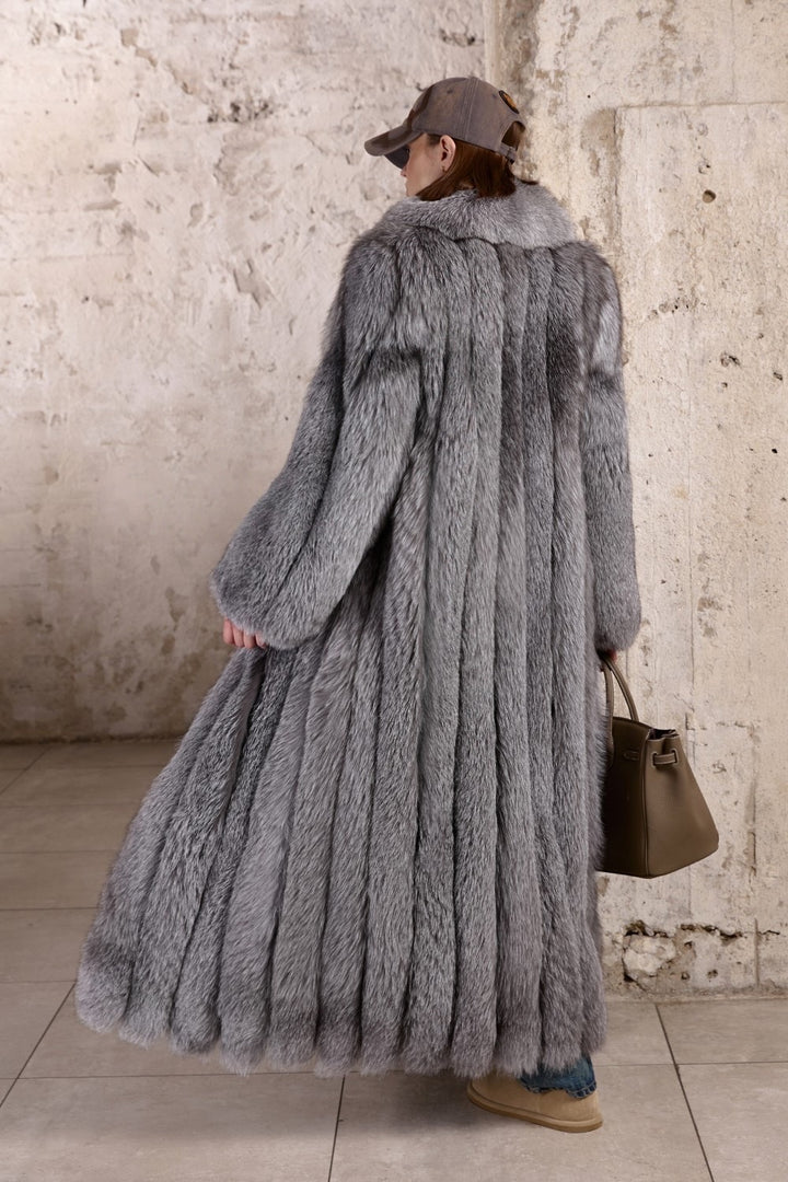 OLGA Fox Fur Coat Silver