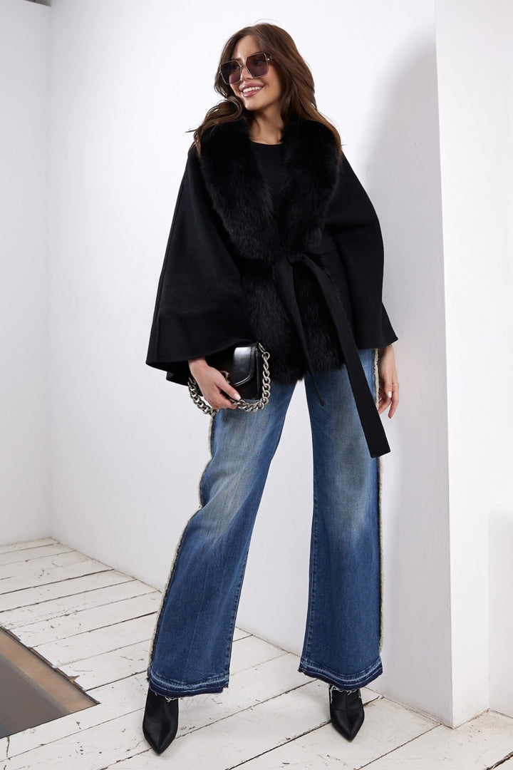 TEODORA Cashmere Cape Black