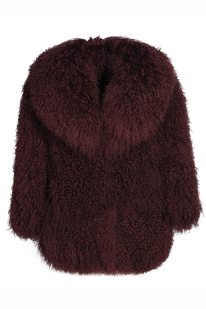 NILA Mongolian Coat Burgundy