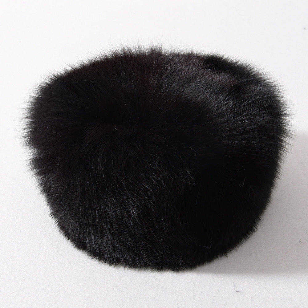 Slavic Fox Fur Hat Black