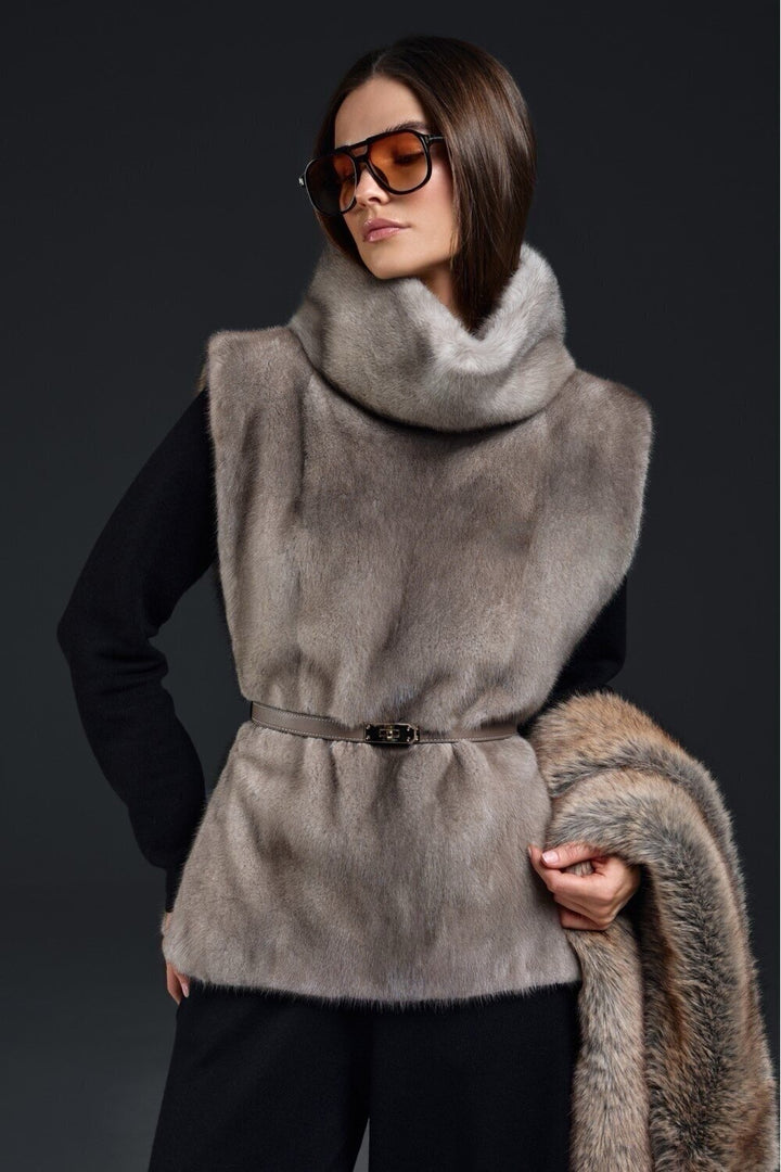 Charlotte Mink Vest Grey