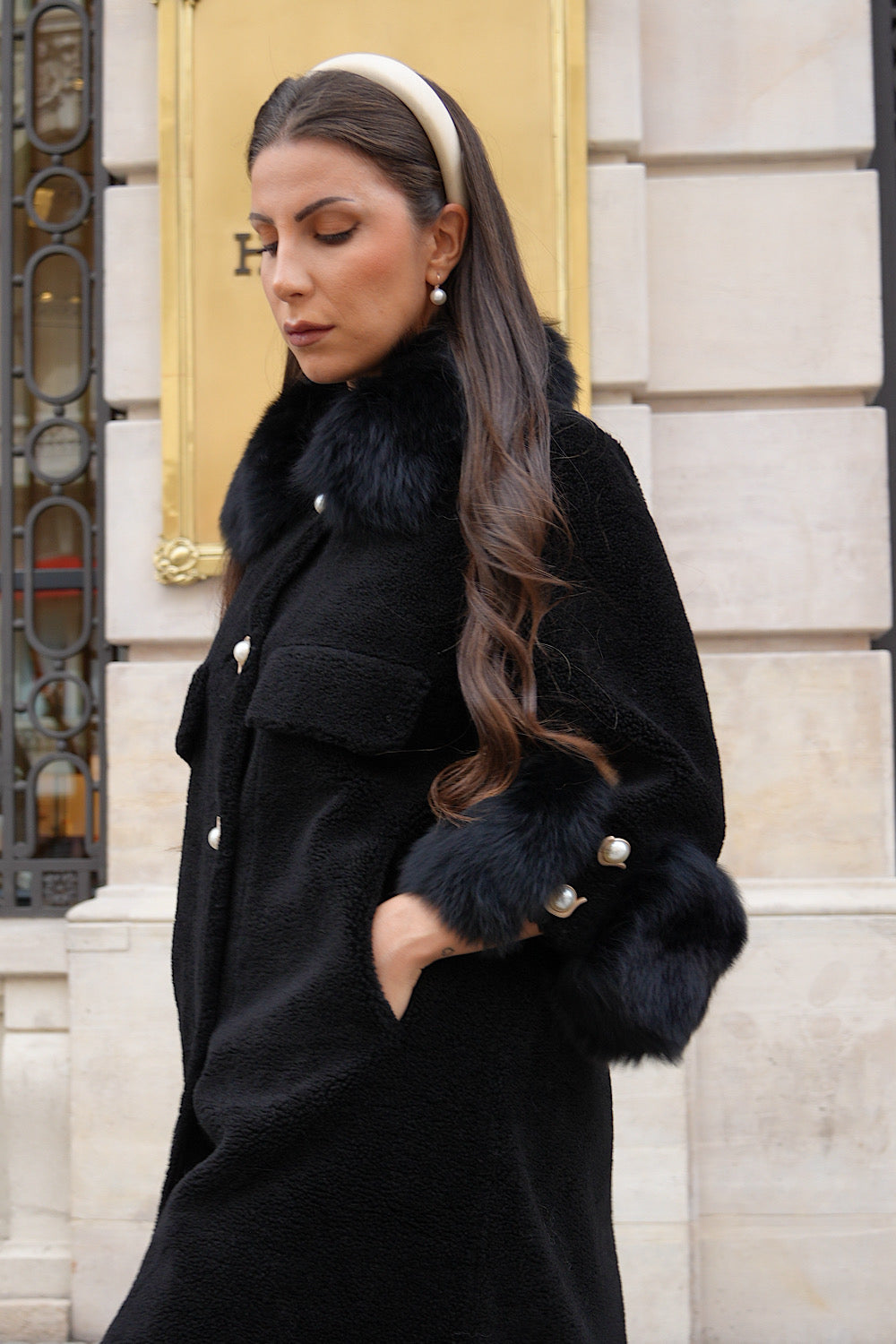 Paolina Lambswool Coat Black