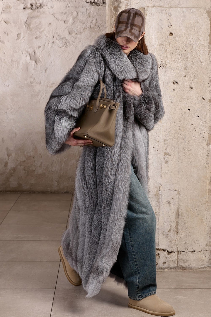 OLGA Fox Fur Coat Silver