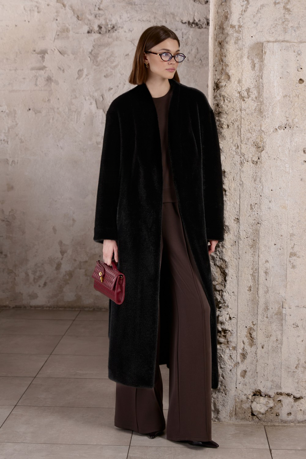MELVA Faux Fur Coat Black