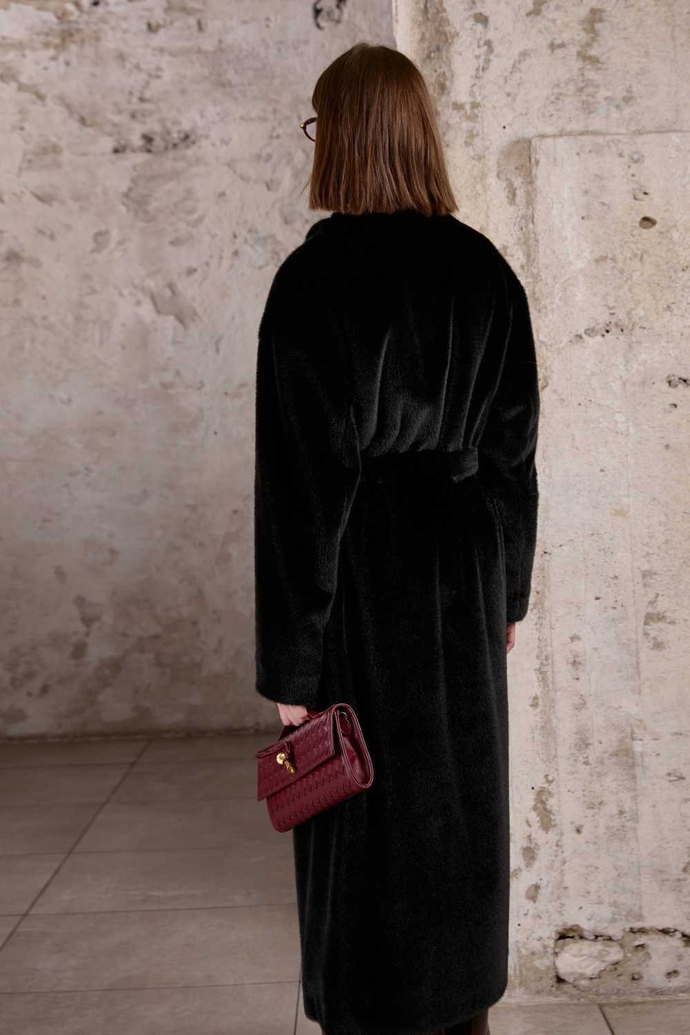 MELVA Faux Fur Coat Black