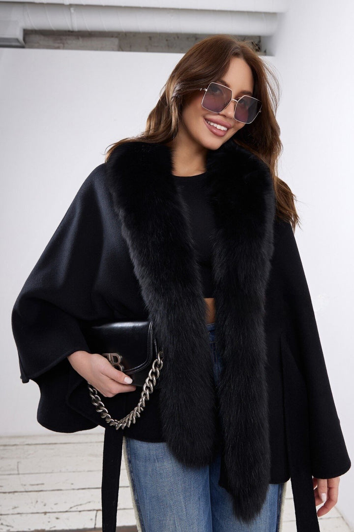 TEODORA Cashmere Cape Black