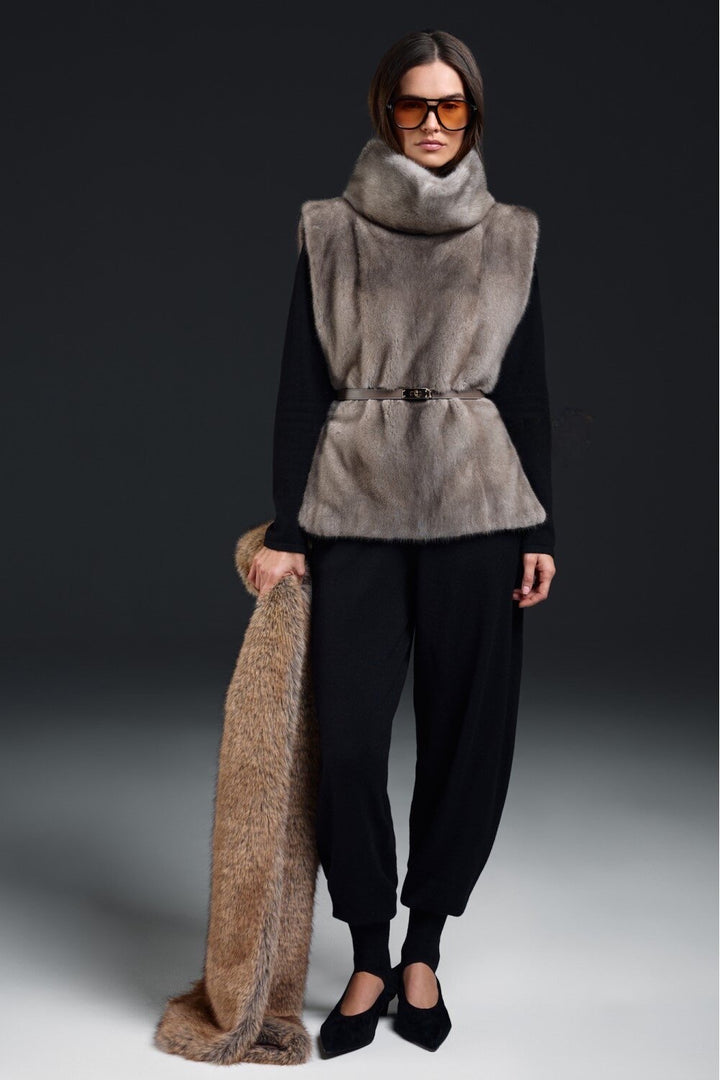 Charlotte Mink Vest Grey