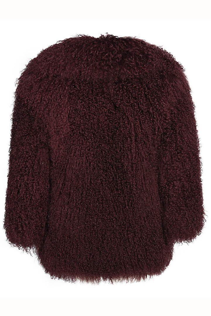NILA Mongolian Coat Burgundy
