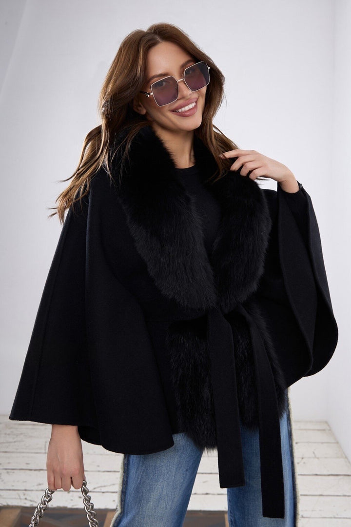 TEODORA Cashmere Cape Black