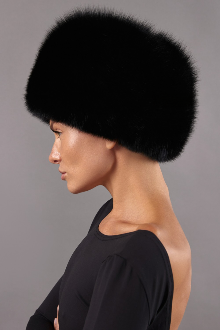 Slavic Fox Fur Hat Black