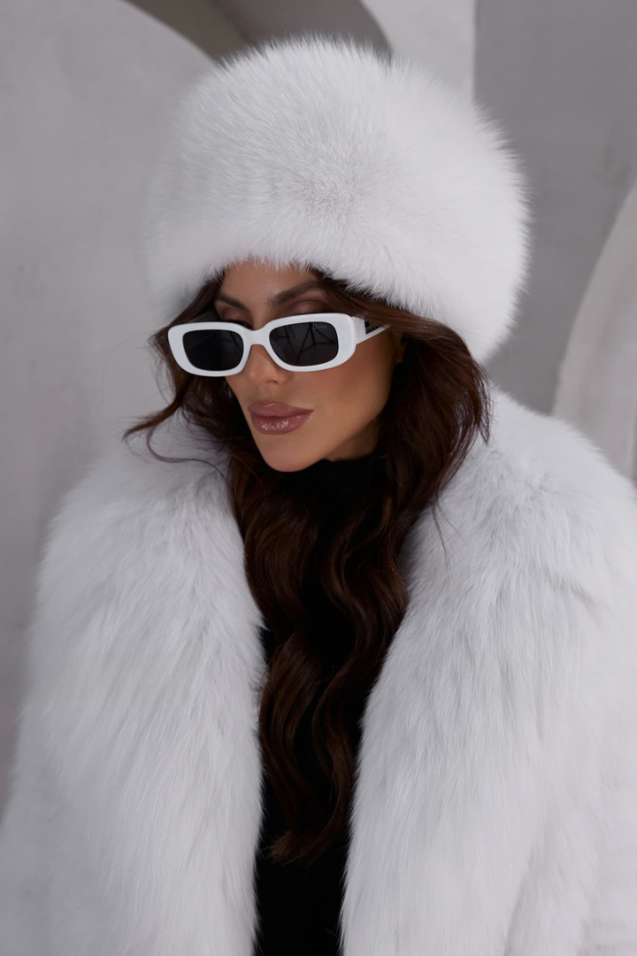 Slavic Fox Fur Hat White