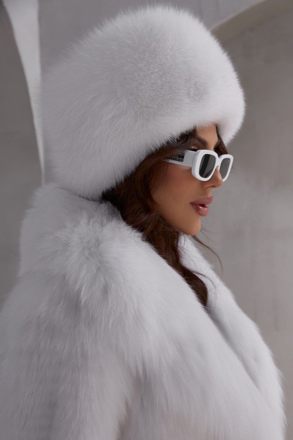 Slavic Fox Fur Hat White